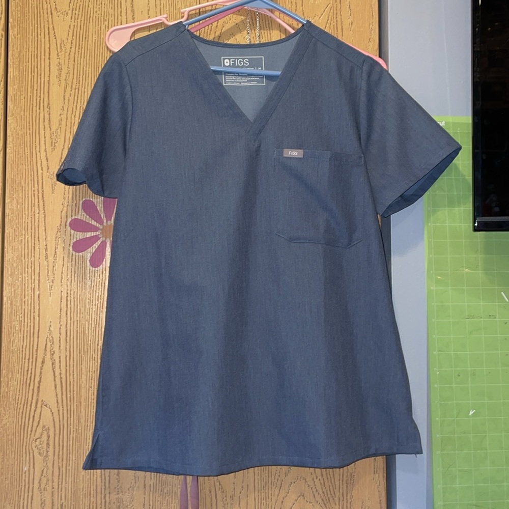Figs Scrubs Set - Heather Denim